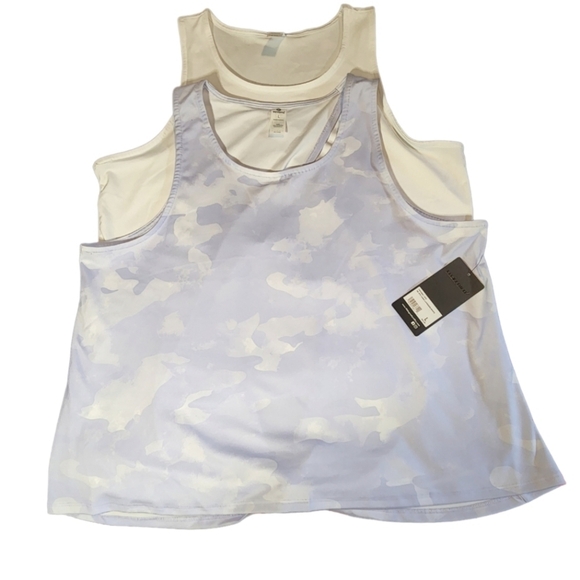 90 Degree By Reflex Tops - 90 DEGREE By Reflex 2 pk Tie Dye Camo Lavender & White Tank Tops Size L